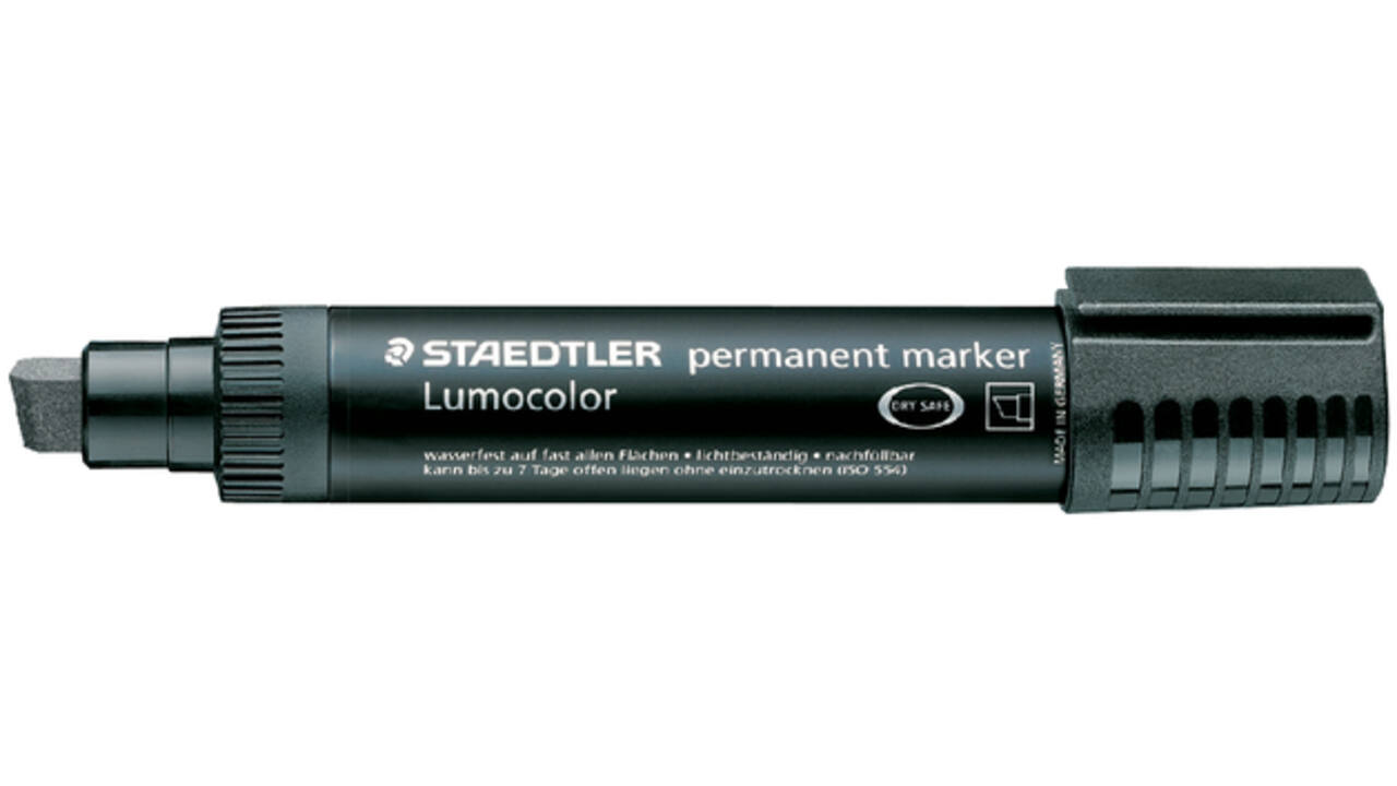 Viltstift Staedtler Lumocolor 388 blokpunt zwart 2-12mm