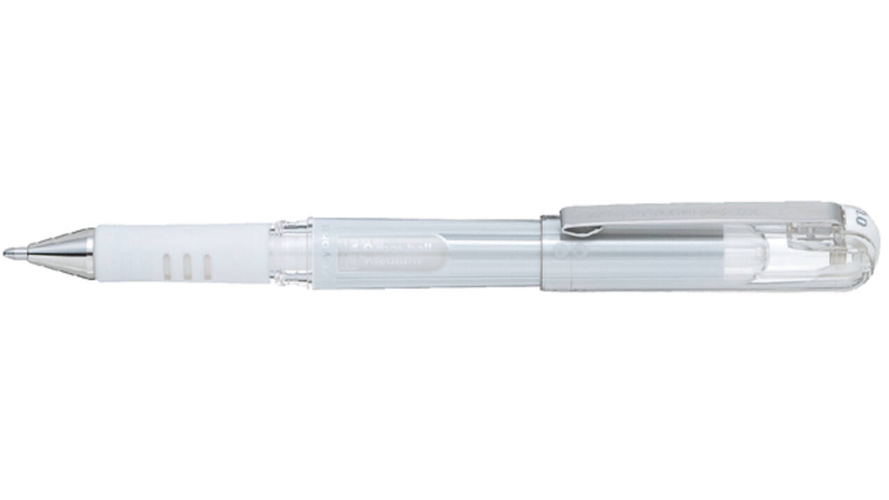 Gelschrijver Pentel K230M medium metallic wit