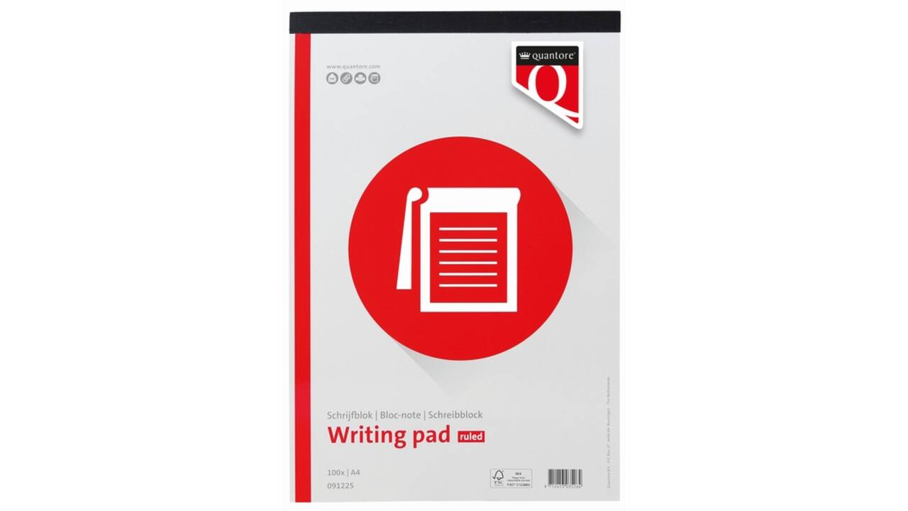 Schrijfblok Quantore A4 lijn 100vel 60gr
