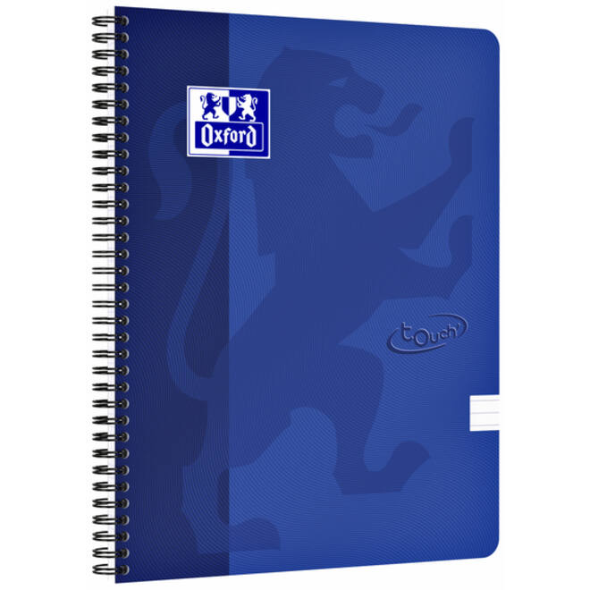 Spiraalblok Oxford Touch A4 lijn 140 pagina's 80gr blauw