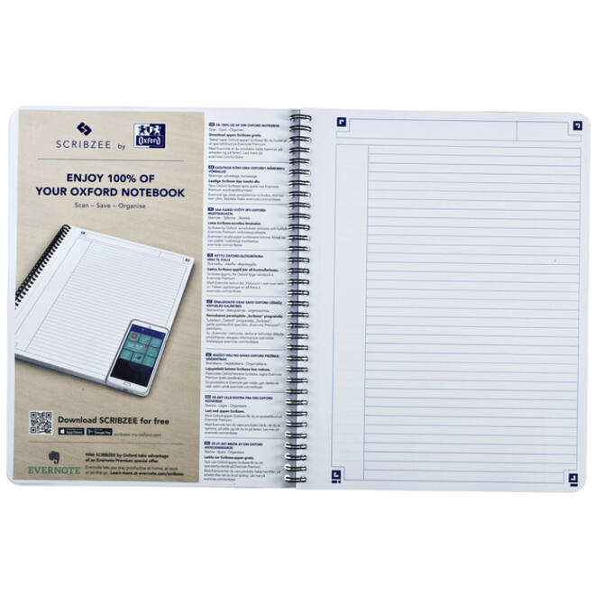 Spiraalblok Oxford Touch A4 lijn 140 pagina's 80gr blauw