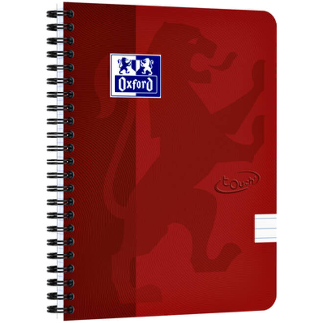 Spiraalblok Oxford Touch A5 lijn 140 pagina's 80gr rood