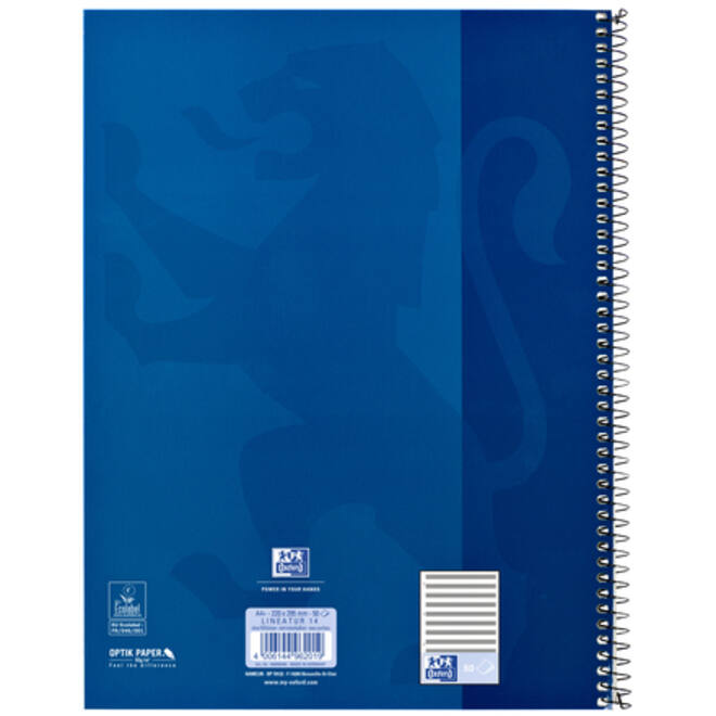 Collegeblok Oxford A4+ muziek 4-gaats 100 pagina's 80gr blauw