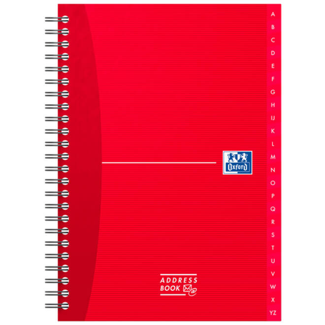 Adresboek Oxford Office Essentials A5 72vel dubbelspiraal assorti