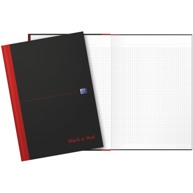 Notitieboek Oxford Black n' Red A4 96vel ruit 5mm