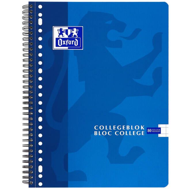 Collegeblok Oxford School A4 ruit 10x10mm 23-gaats 160 pagina's 80gr assorti