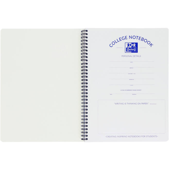 Collegeblok Oxford School A4 ruit 10x10mm 23-gaats 160 pagina's 80gr assorti