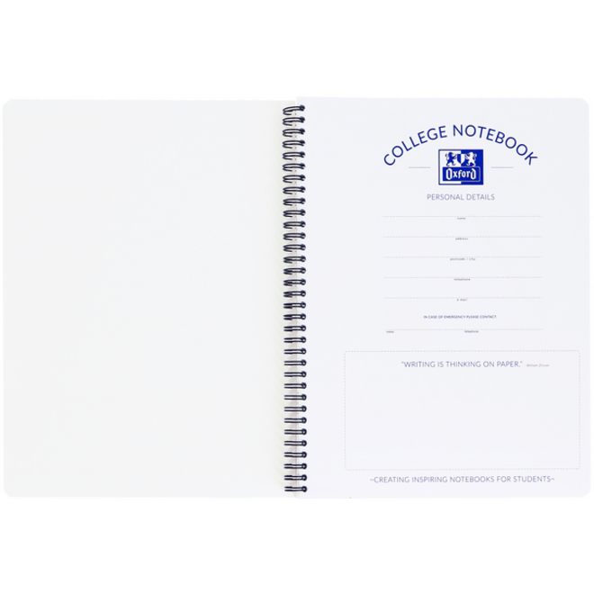 Collegeblok Oxford School A4+ lijn 23-gaats 160 pagina's 80gr assorti