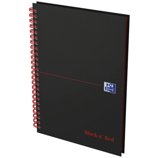 Spiraalblok Oxford Black n' Red A5 lijn 140 pagina's 80gr