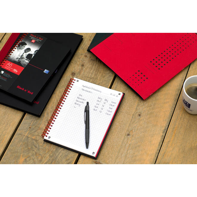 Spiraalblok Oxford Black n' Red A5 lijn 140 pagina's 80gr