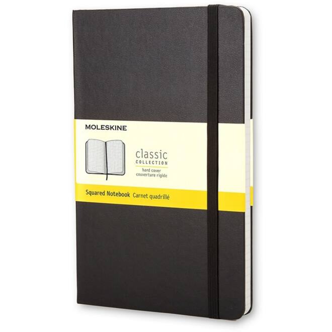 Notitieboek Moleskine large 130x210mm ruit 5x5 hard cover zwart