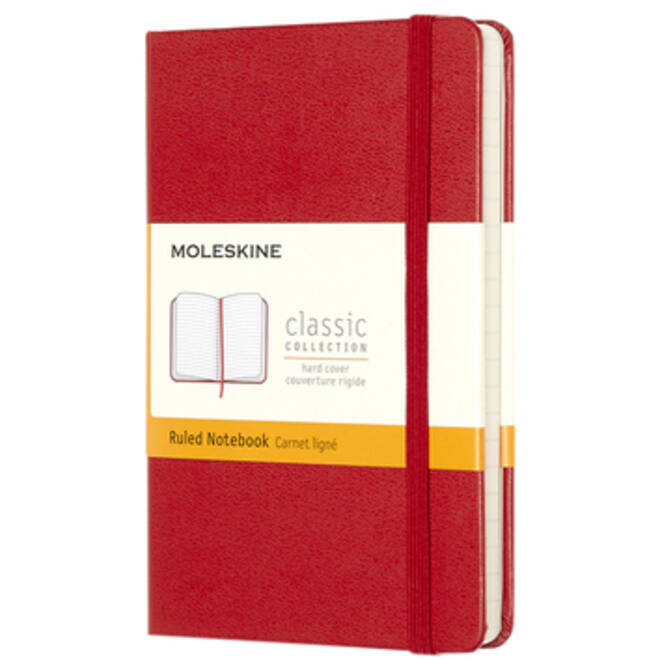 Notitieboek Moleskine pocket 90x140mm lijn hard cover rood