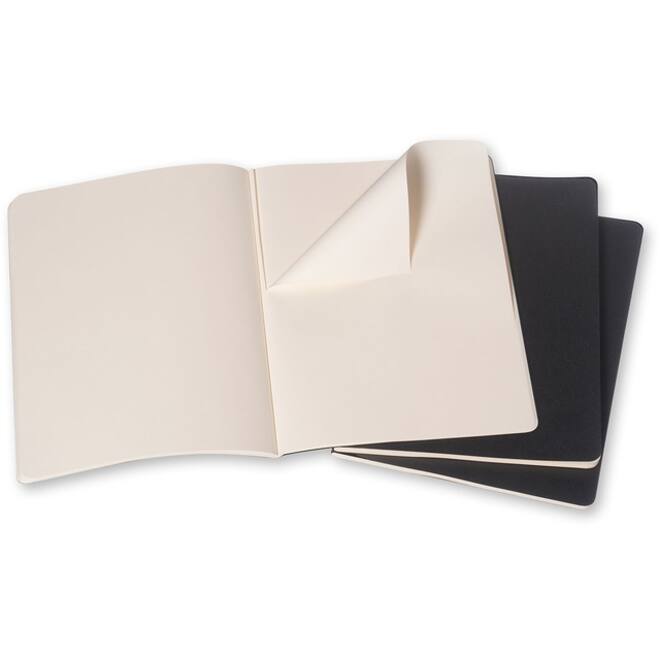 Schrift Moleskine 190x250mm blanco 240 pagina's 70gr zwart set à 3 stuks