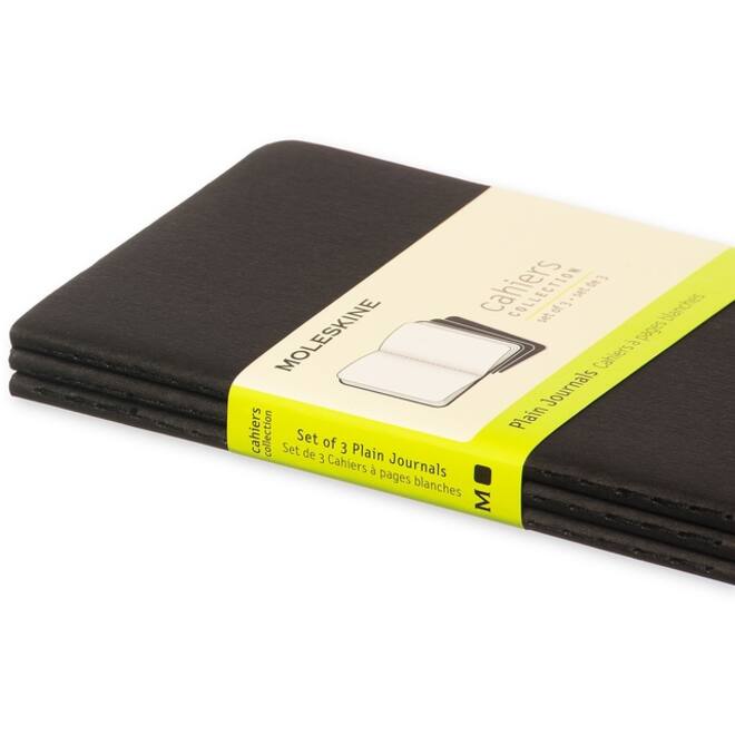 Schrift Moleskine 90x140mm blanco 240 pagina's 70gr zwart set à 3 stuks