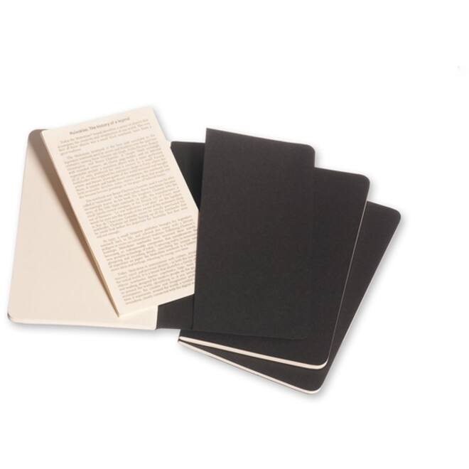 Schrift Moleskine 90x140mm blanco 240 pagina's 70gr zwart set à 3 stuks