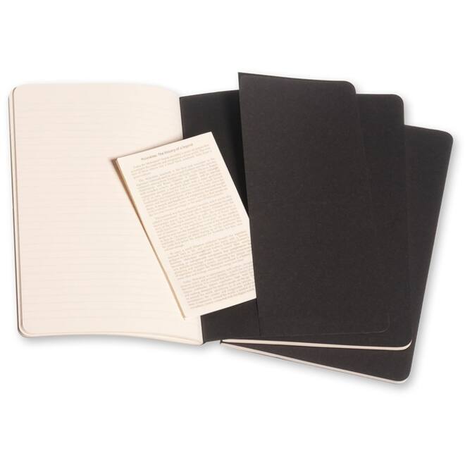 Schrift Moleskine 130x210mm lijn 160 pagina's 70gr zwart set à 3 stuks