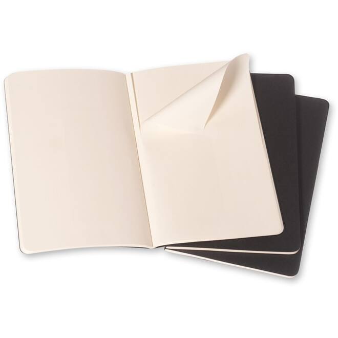 Schrift Moleskine 130x210mm blanco 160 pagina's 70gr zwart set à 3 stuks