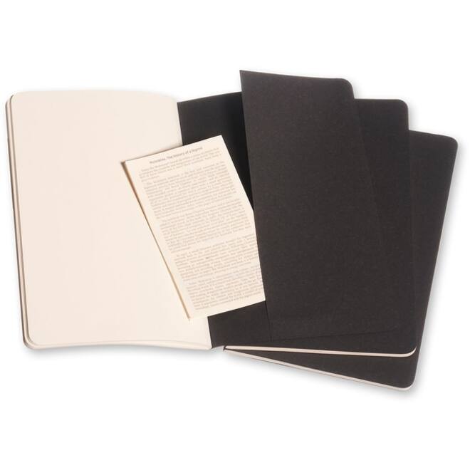 Schrift Moleskine 130x210mm blanco 160 pagina's 70gr zwart set à 3 stuks