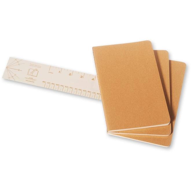 Schrift Moleskine 130x210mm blanco 160 pagina's 70gr kraft set à 3 stuks