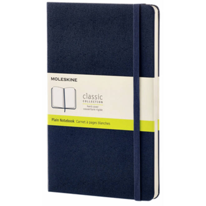 Notitieboek Moleskine large 130x210mm blanco hard cover sapphire blue