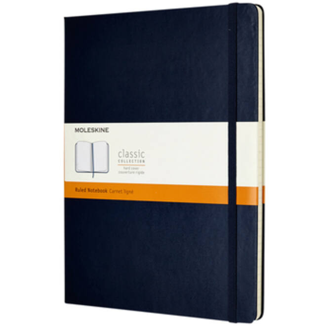 Notitieboek Moleskine XL 190x250mm lijn hard cover sapphire blue