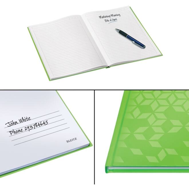Notitieboek Leitz WOW A5 160blz 90gr lijn groen