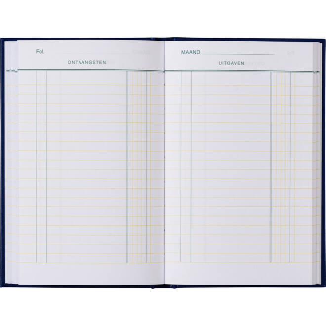 Kasboek 103x165mm 192blz 1 kolom blauw