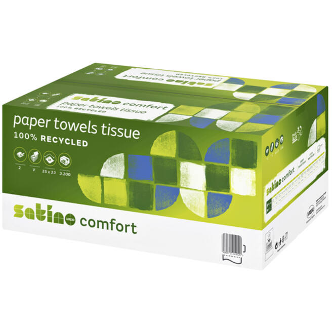 Handdoek Satino Comfort PT3 v-vouw 2-laags 25x23cm wit 277190