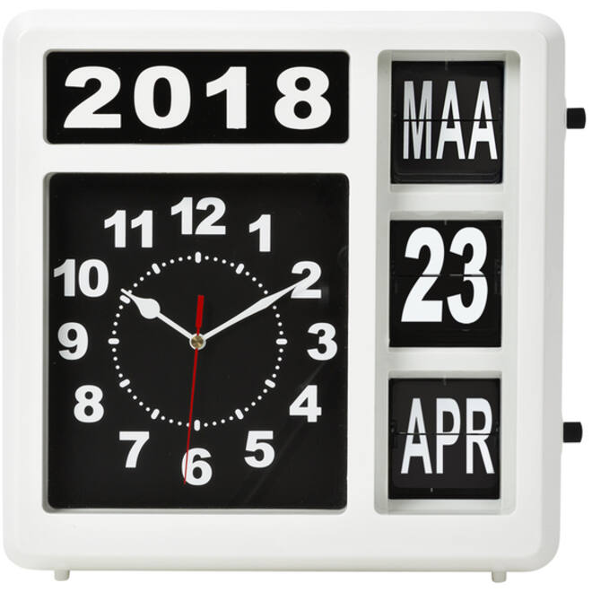 Wandklok Perel Flipover 31cm zwart/wit