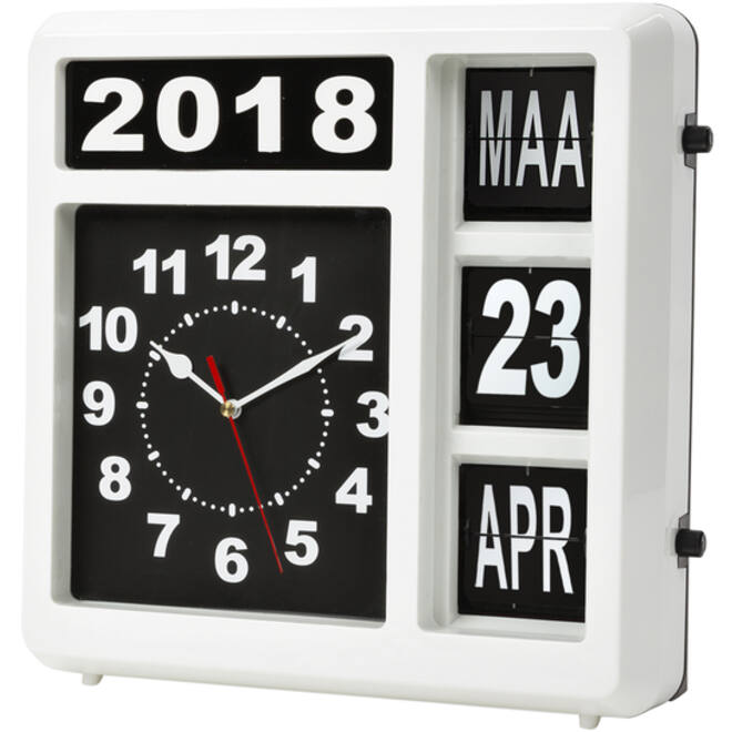 Wandklok Perel Flipover 31cm zwart/wit