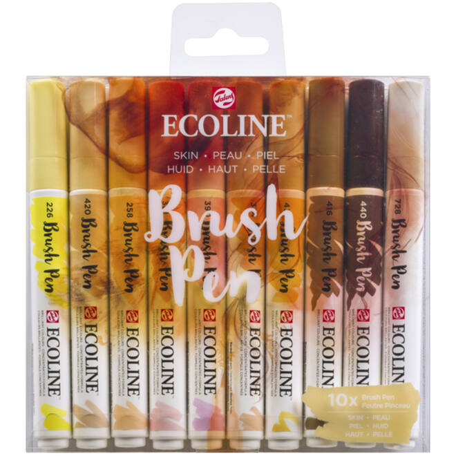 Brushpen Talens Ecoline Huid blister à 10 stuks assorti
