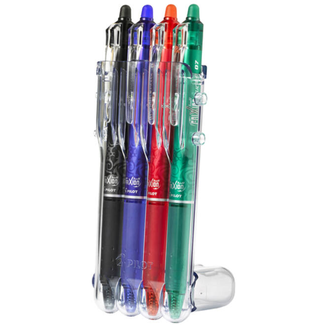 Rollerpen PILOT friXion clicker medium basis assorti Set2Go à 4 stuks