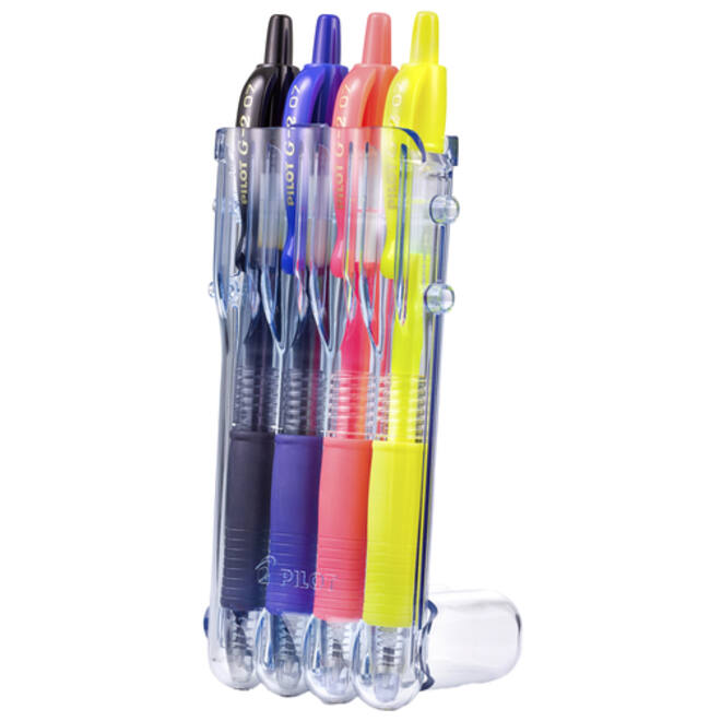 Gelschrijver Pilot clicker medium neon assorti Set2Go à 4 stuks