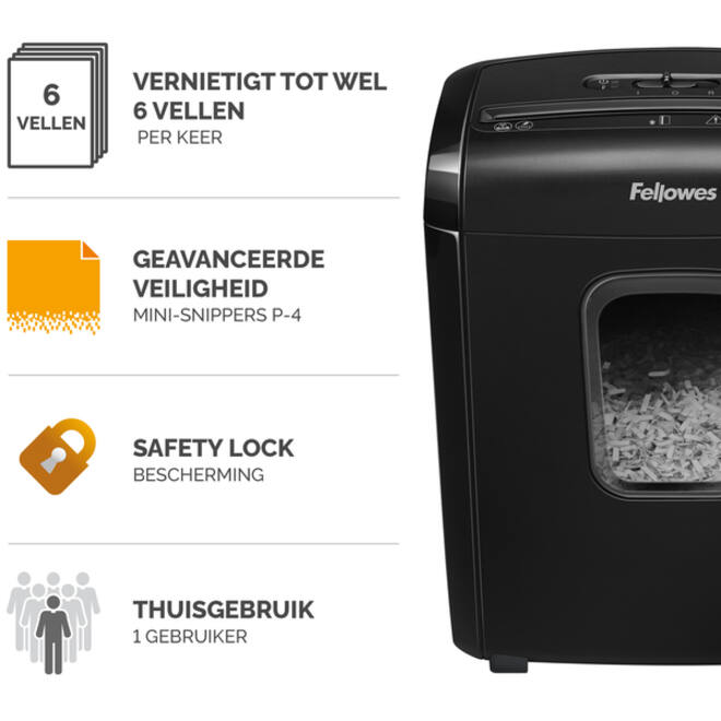 Papiervernietiger Fellowes Powershred 6M snippers 4x12mm