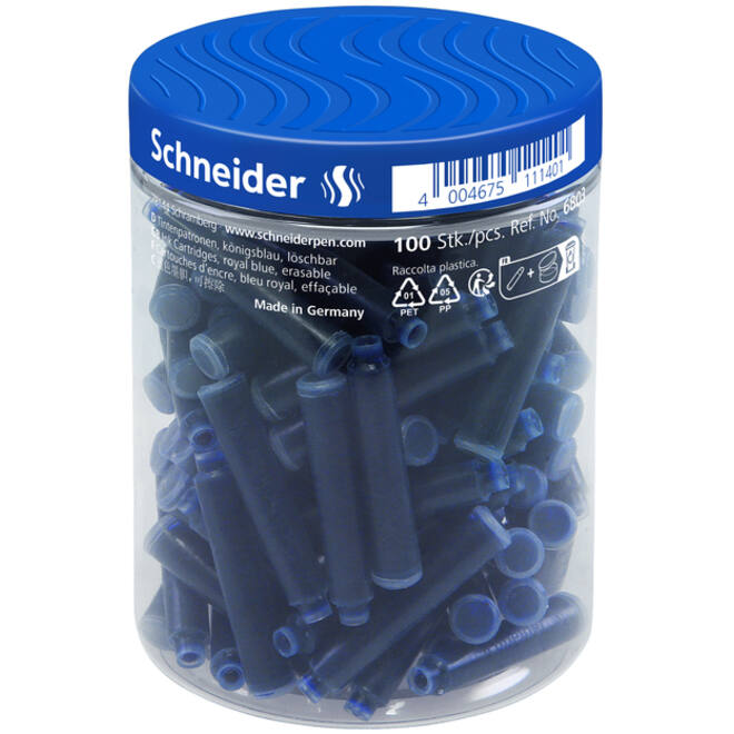 Inktpatroon Schneider din koningsblauw pot à 100 stuks