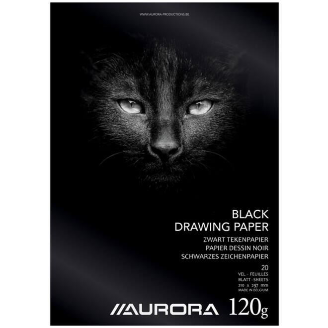 Tekenblok Aurora A4 20 vel 120 gram zwart tekenpapier