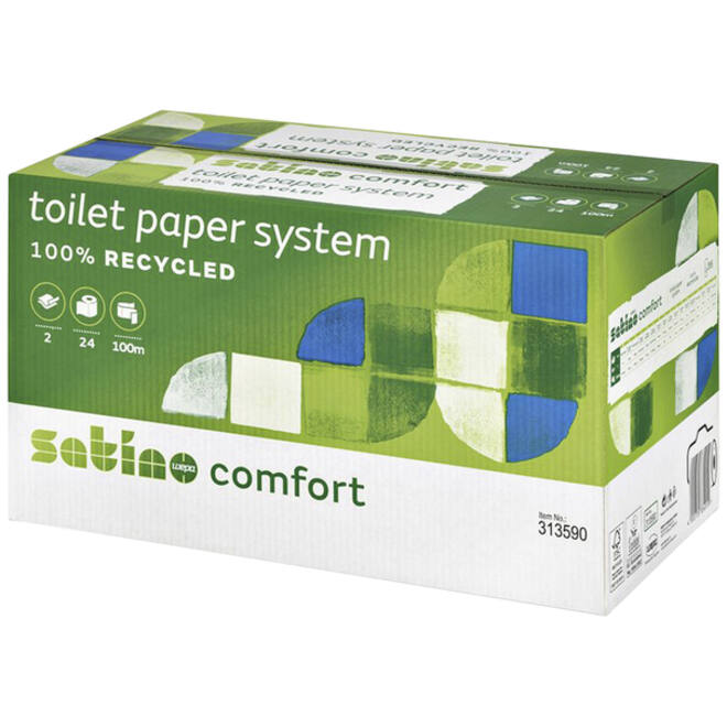 Toiletpapier Satino Comfort JT3 systeemrol 2-laags 724vel wit 317960