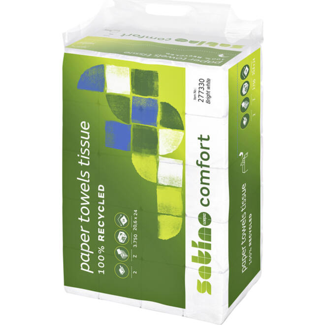 Handdoek Satino Comfort PT2 z-vouw 2-laags 20,6x24cm wit 277330