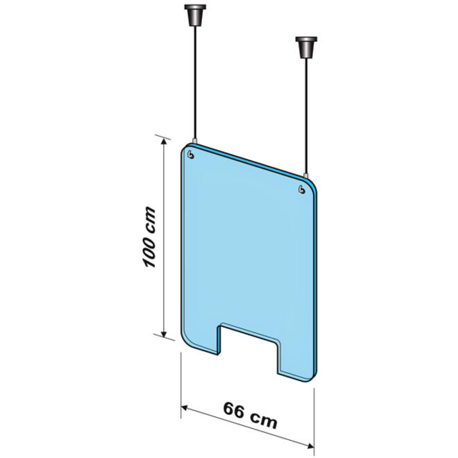 Hygiënescherm Exacompta hangend met opening 100x66cm transparant