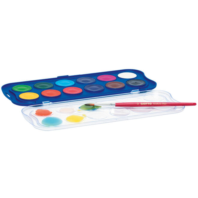 Gouache Giotto 30mm doos à 12 kleuren met penseel