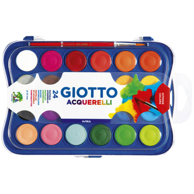 Gouache Giotto 30mm doos à 24 kleuren met penseel