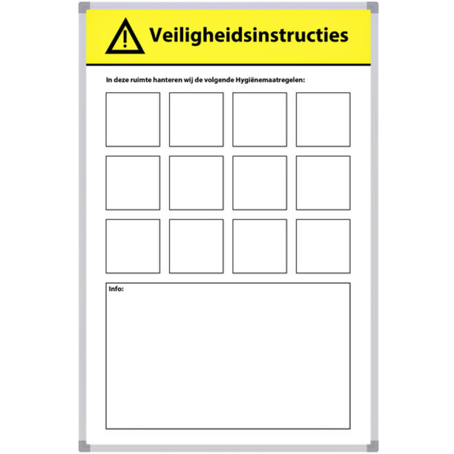 Veiligheidsbord Corona met wisselbare iconen Nederlandstalig 60x90cm