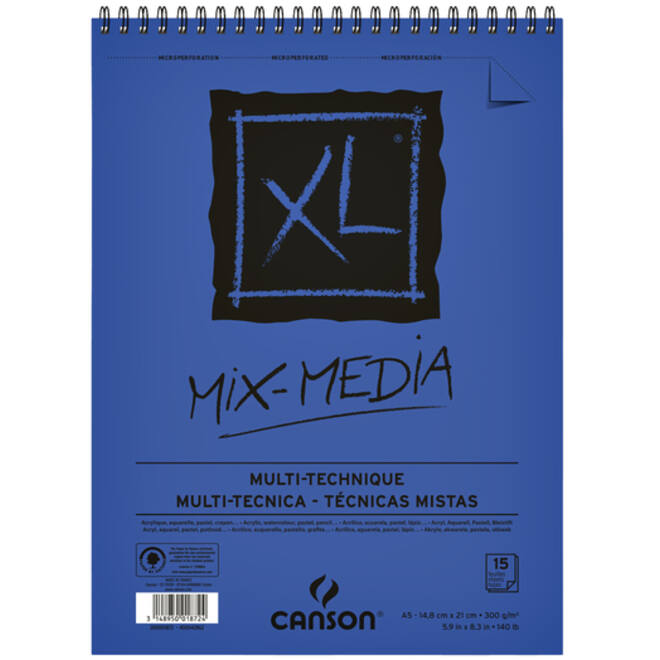 Aquarelblok Canson XL A5 15V 300gr spiraal