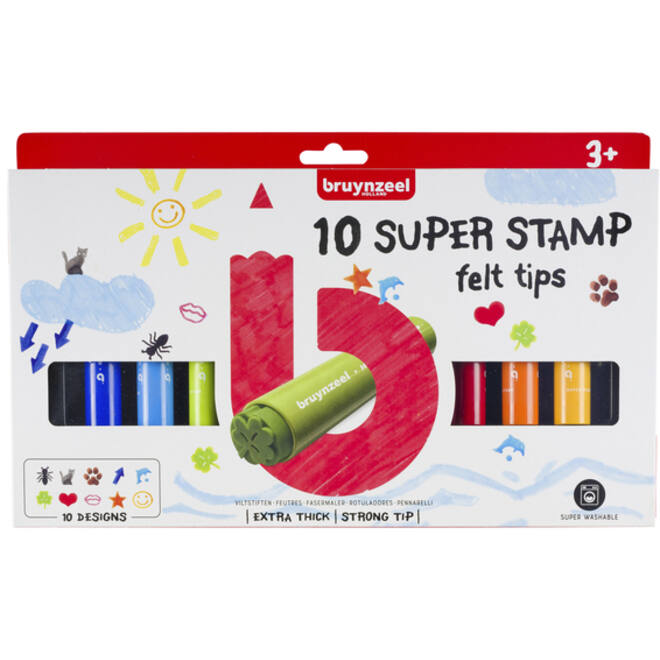 Stempelstift Bruynzeel Kids super set à 10 stuks assorti