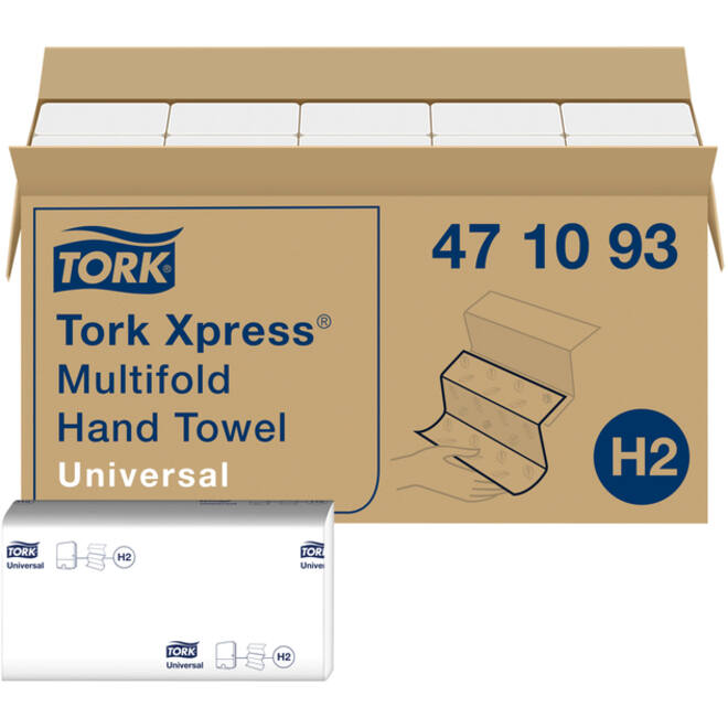 Handdoek Tork Xpress H2 multifold universal vouwhanddoeken 1 laags wit 471093