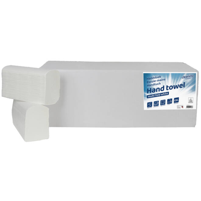 Handdoek Cleaninq H2 i-vouw 2-laags 206x240mm 25x150 vel wit