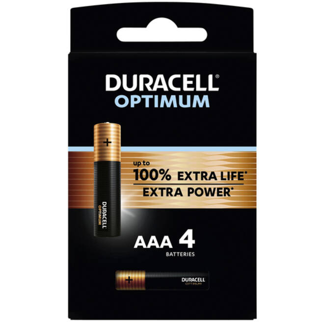 Batterij Duracell Optimum 100% 4xAAA