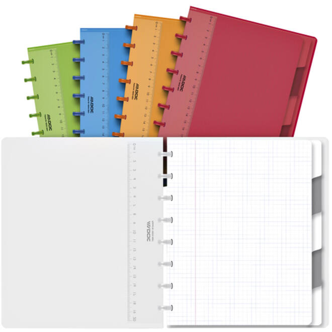 Schrift Adoc A5 ruit 5x5mm 144 pagina's 90gr met 5 tabbladen assorti