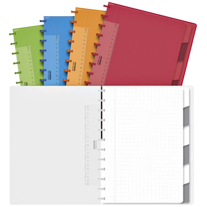 Schrift Adoc A4 ruit 5x5mm 144 pagina's 90gr met 6 tabbladen assorti