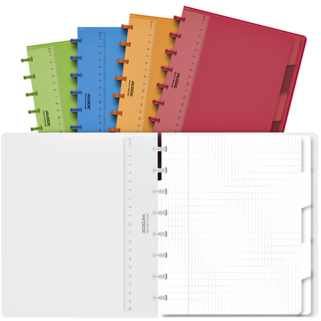 Schrift Adoc A5 ruit 4x8mm 144 pagina's 90gr met 5 tabbladen assorti